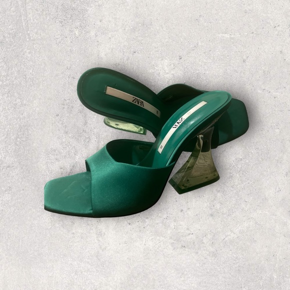 Zara Shoes Zara Green High Heeled Methacrylate Sandals Poshmark
